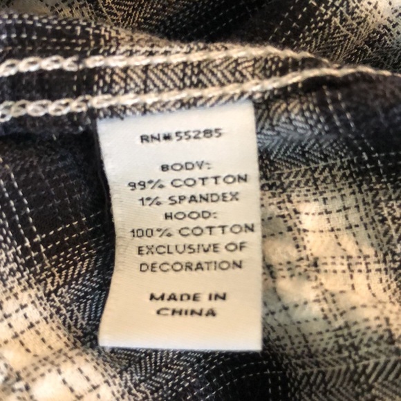 EXPRESS Truth & Valor Emblem Button Down Hoodie - Plaid Black, Grey & White.💥 - Picture 13 of 13